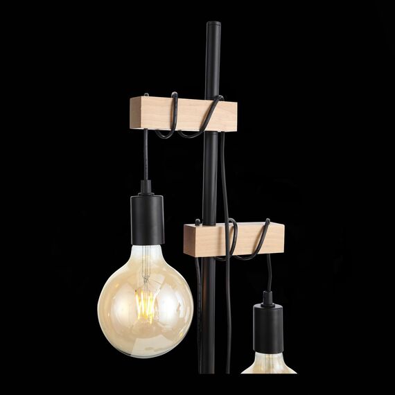 SL1142.405.01 Светильник напольный Черный, Светлое дерево E27 2*60W BAGETTI, изображение 4