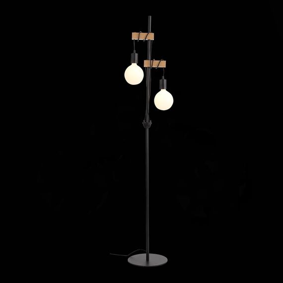 SL1142.405.01 Светильник напольный Черный, Светлое дерево E27 2*60W BAGETTI, изображение 7