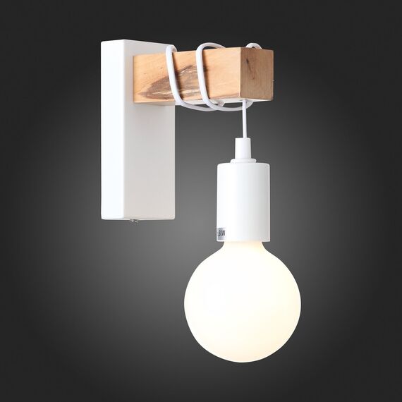 SL1142.501.01 Светильник настенный Белый, Светлое дерево E27 1*60W BAGETTI, изображение 2