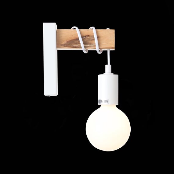 SL1142.501.01 Светильник настенный Белый, Светлое дерево E27 1*60W BAGETTI, изображение 4