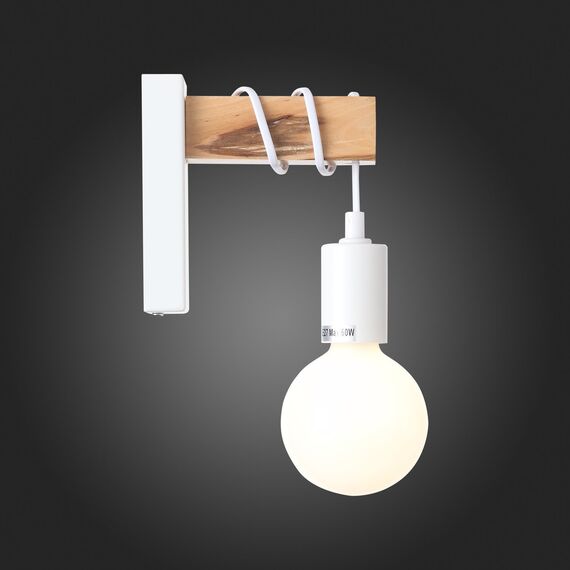 SL1142.501.01 Светильник настенный Белый, Светлое дерево E27 1*60W BAGETTI, изображение 5