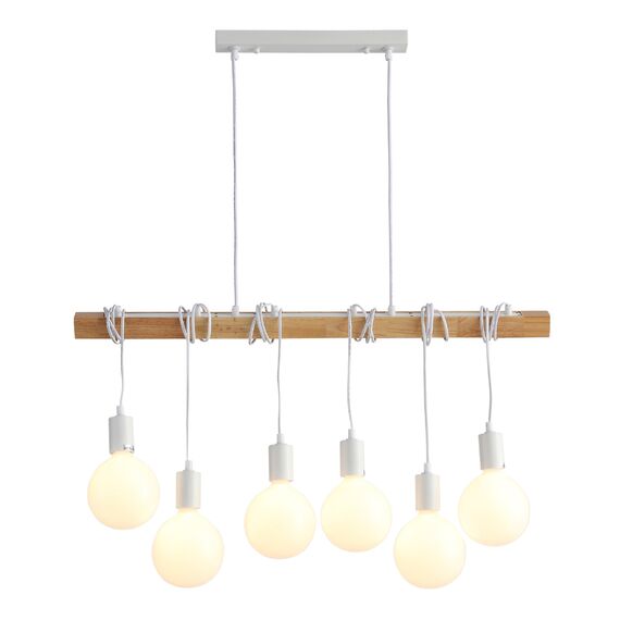 SL1142.503.06 Светильник подвесной Белый, Светлое дерево E27 6*60W BAGETTI, изображение 3