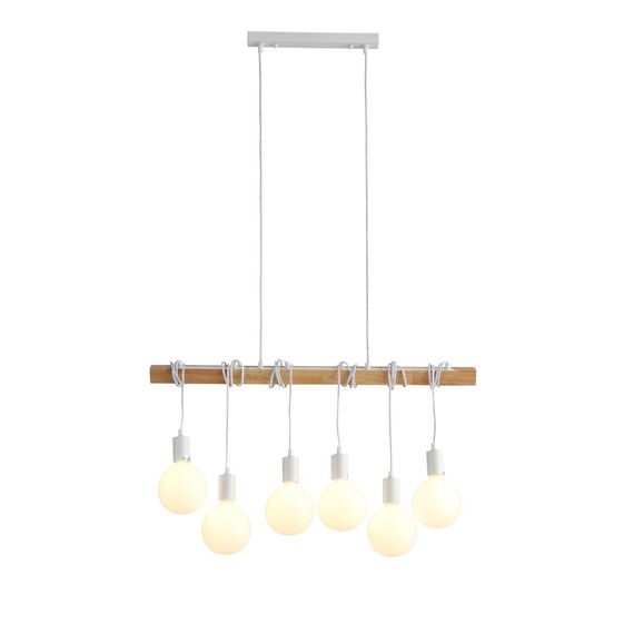 SL1142.503.06 Светильник подвесной Белый, Светлое дерево E27 6*60W BAGETTI, изображение 6