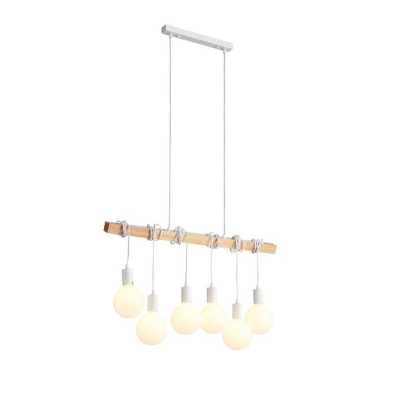 SL1142.503.06 Светильник подвесной Белый, Светлое дерево E27 6*60W BAGETTI, изображение 9