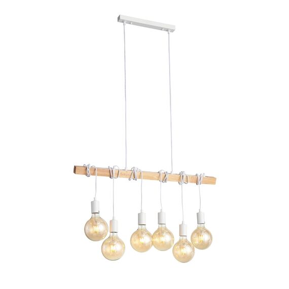 SL1142.503.06 Светильник подвесной Белый, Светлое дерево E27 6*60W BAGETTI, изображение 13