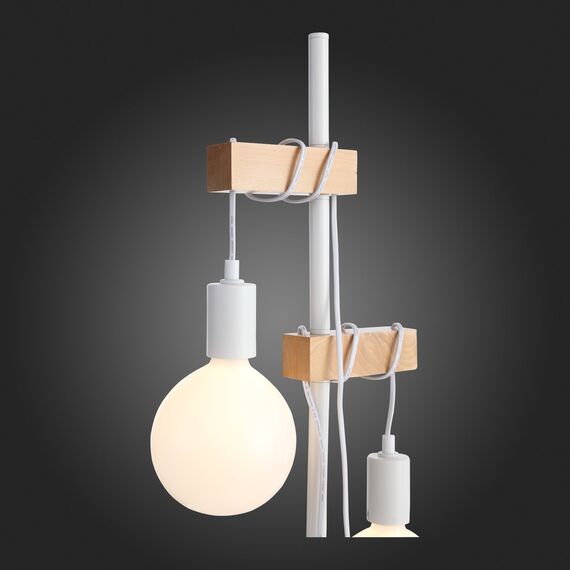 SL1142.505.01 Светильник напольный Белый, Светлое дерево E27 2*60W BAGETTI, изображение 5