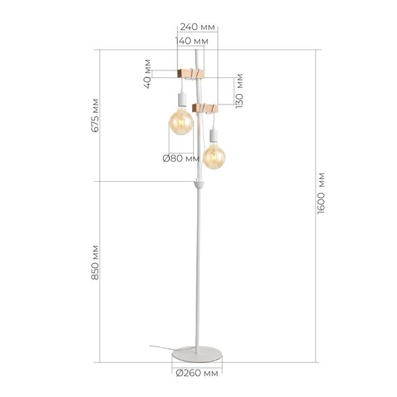 SL1142.505.01 Светильник напольный Белый, Светлое дерево E27 2*60W BAGETTI, изображение 10