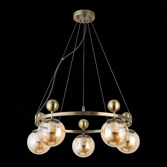 SLE106303-05 Светильник подвесной Бронзовый/Прозрачный, Янтарный E27 5*60W PECHIO, изображение 4