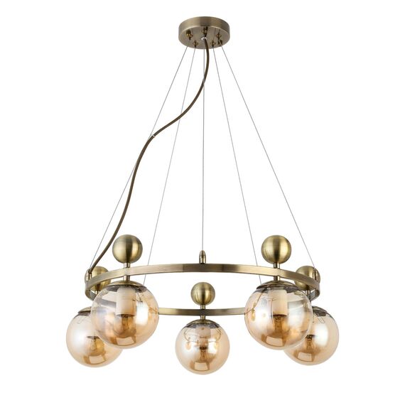 SLE106303-05 Светильник подвесной Бронзовый/Прозрачный, Янтарный E27 5*60W PECHIO, изображение 6