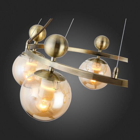 SLE106303-05 Светильник подвесной Бронзовый/Прозрачный, Янтарный E27 5*60W PECHIO, изображение 8