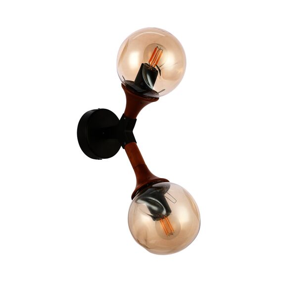 SLE109401-01 Светильник настенный Черный, Темное дерево/Прозрачный, Янтарный E27 2*60W RAQUEL, изображение 6