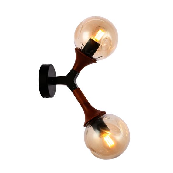 SLE109401-01 Светильник настенный Черный, Темное дерево/Прозрачный, Янтарный E27 2*60W RAQUEL, изображение 9