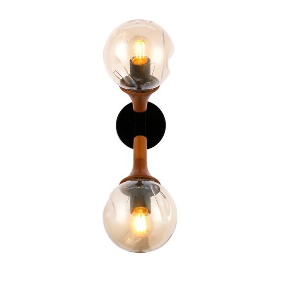 SLE109401-01 Светильник настенный Черный, Темное дерево/Прозрачный, Янтарный E27 2*60W RAQUEL, изображение 12