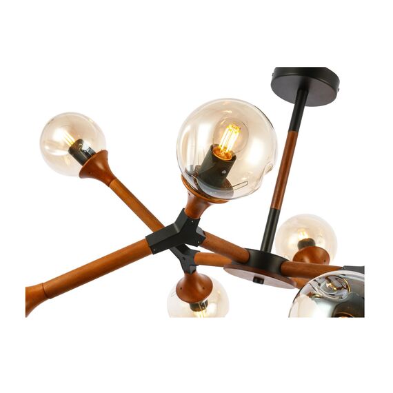 SLE109402-08 Светильник потолочный Черный, Темное дерево/Прозрачный, Янтарный E27 8*60W RAQUEL, изображение 9