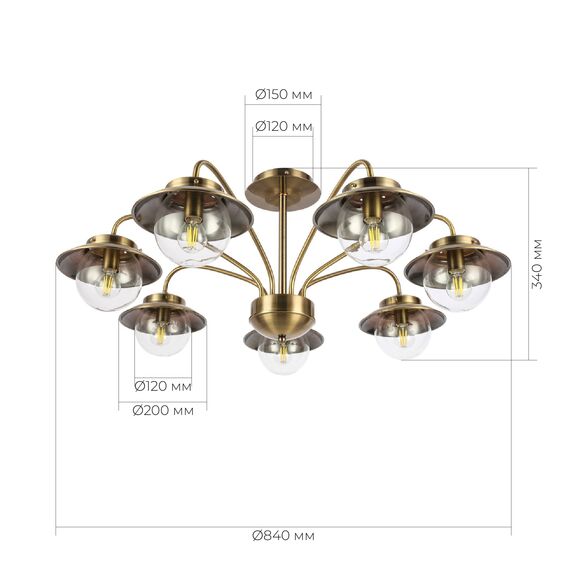 SLE110102-07 Светильник потолочный Античная бронза/Прозрачный E14 7*40W GARONNI, изображение 13