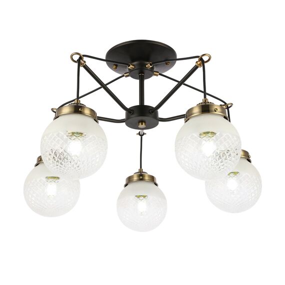 SLE110302-05 Светильник потолочный Черный, Бронза/Прозрачный, Белый E27 5*60W STRICCE, изображение 3