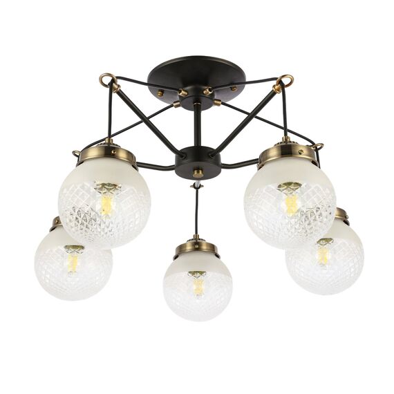 SLE110302-05 Светильник потолочный Черный, Бронза/Прозрачный, Белый E27 5*60W STRICCE, изображение 6