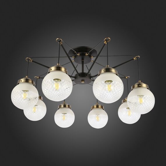 SLE110302-08 Светильник потолочный Черный, Бронза/Прозрачный, Белый E27 8*60W STRICCE, изображение 5