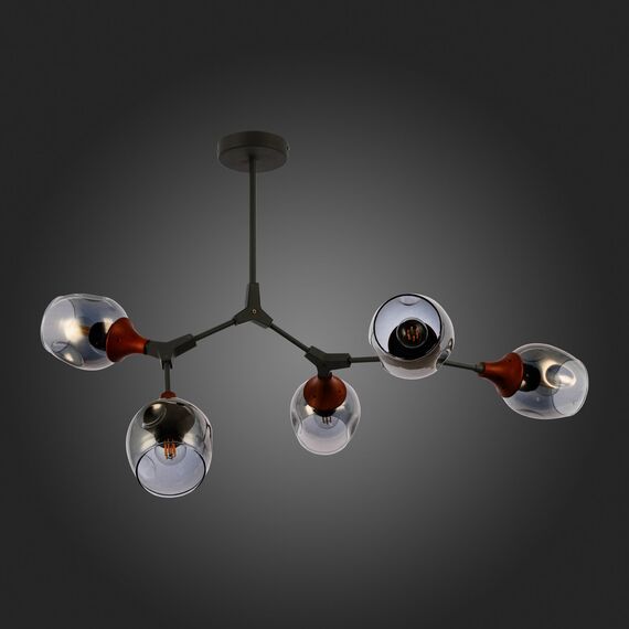 SLE113402-05 Светильник потолочный Серый, Темное дерево/Зеркальный E27 5*60W CIOTOLLA, изображение 5