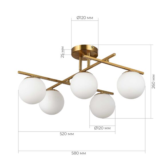 SLE1195-302-05 Светильник потолочный Латунь/Белый E14 5*40W SIERRA, изображение 8