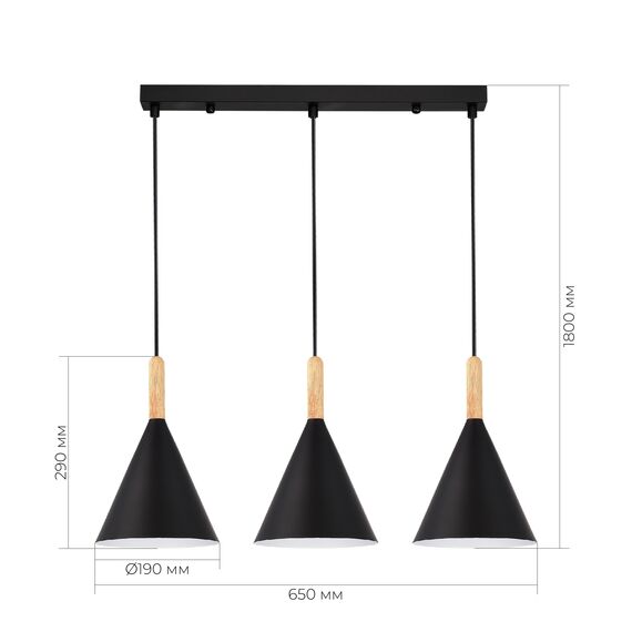 SLE1255-403-03 Светильник подвесной Черный/Черный E27 3*40W ARKET, изображение 6