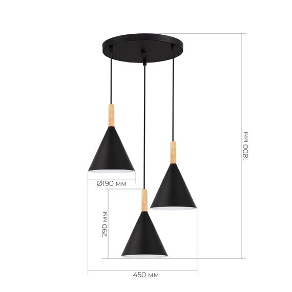 SLE1255-423-03 Светильник подвесной Черный/Черный E27 3*40W ARKET, изображение 6