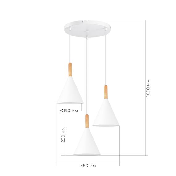 SLE1255-513-03 Светильник подвесной Белый/Белый E27 3*40W ARKET, изображение 6
