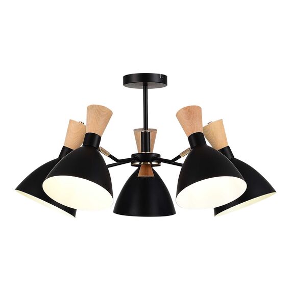 SLE1256-402-05 Светильник потолочный Черный/Черный, Светлое дерево, Золотистый E14 5*40W VISTA, изображение 2