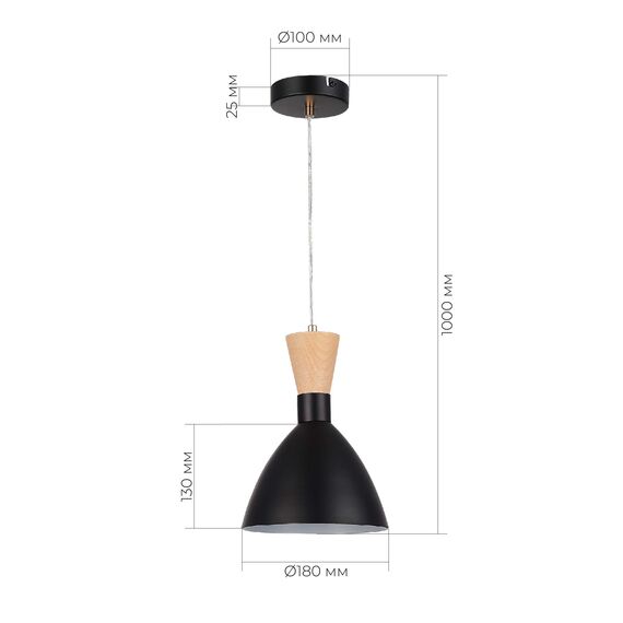 SLE1256-403-01 Светильник подвесной Черный/Черный, Светлое дерево, Золотистый E14 1*40W VISTA, изображение 4