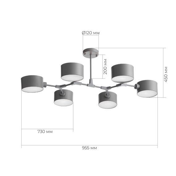 SLE183702-06 Светильник потолочный Серый/Серый E14 6*60W GIMENTO, изображение 11