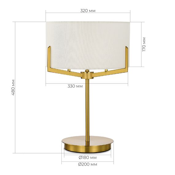 SLE3010-304-02 Светильник настольный Латунь/Белый E27 2*60W LINTON, изображение 3