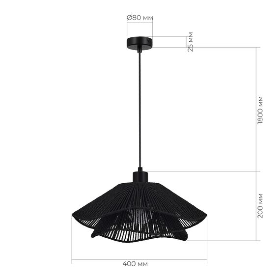 SLE6023-403-01 Светильник подвесной черный/черный E27 1*40W VERVE, изображение 6