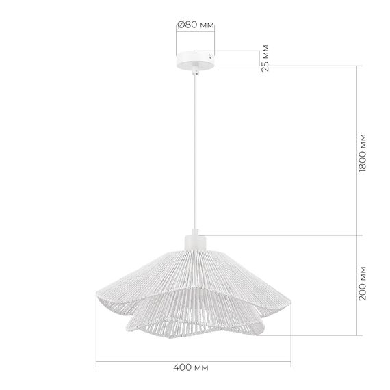 SLE6023-503-01 Светильник подвесной белый/белый E27 1*40W VERVE, изображение 6