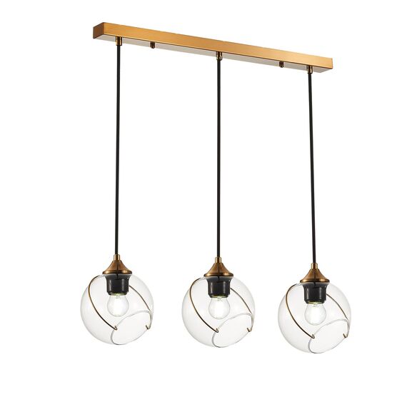 SLE103103-03 Светильник подвесной Золотистый/Прозрачный E27 3*60W SATTURO, изображение 3