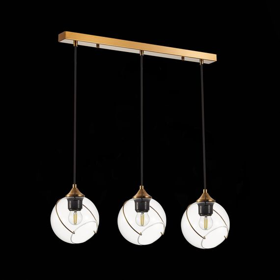 SLE103103-03 Светильник подвесной Золотистый/Прозрачный E27 3*60W SATTURO, изображение 4