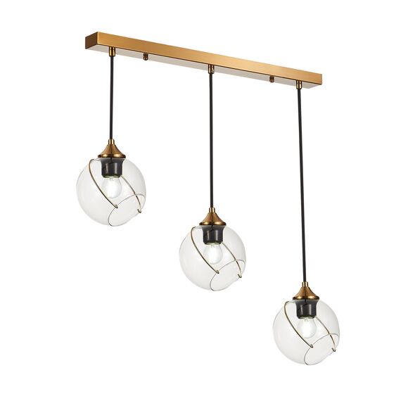 SLE103103-03 Светильник подвесной Золотистый/Прозрачный E27 3*60W SATTURO, изображение 9