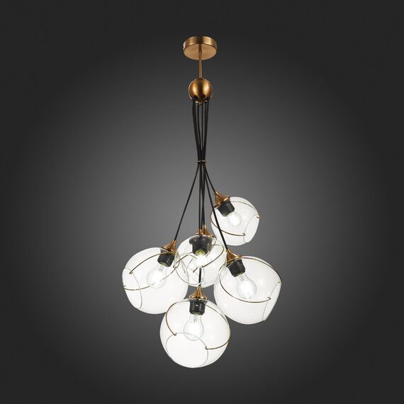 SLE103103-06 Светильник подвесной Золотистый/Прозрачный E27 6*60W SATTURO, изображение 8