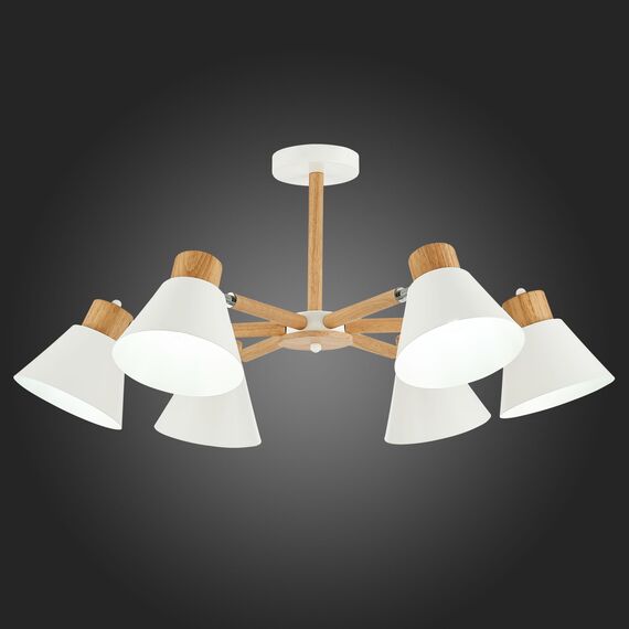 SLE103702-06 Светильник потолочный Светлое дерево, Белый/Белый E27 6*60W BUVE, изображение 2