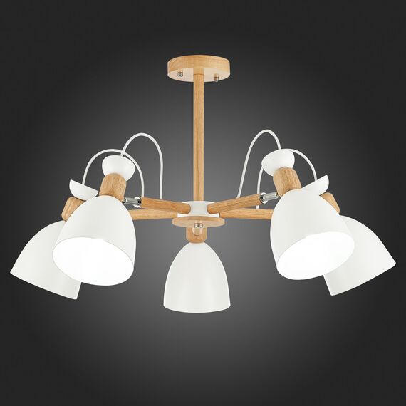 SLE103802-05 Светильник потолочный Светлое дерево, Белый/Белый E27 5*60W BALCAMO, изображение 2