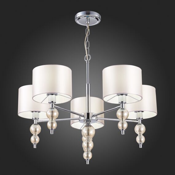 SLE105703-05 Светильник подвесной Хром/Светло-бежевый E14 5*40W RAMER, изображение 8