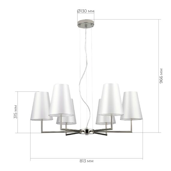 SLE105903-06 Светильник подвесной Никель/Белый E14 6*40W BELLINO, изображение 11