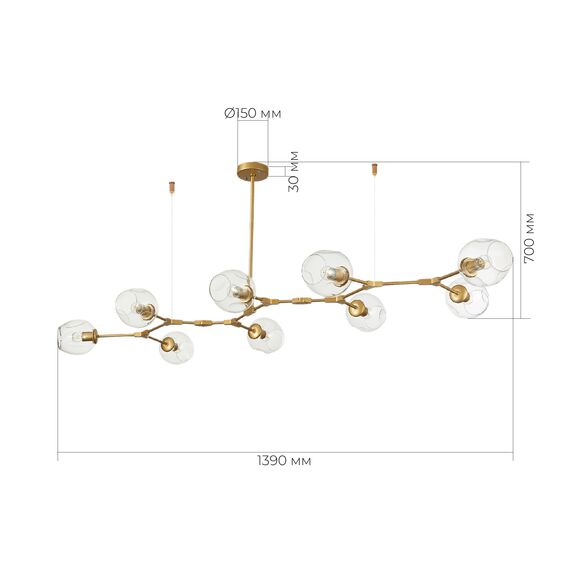 SLE154823-09 Светильник подвесной Золотистый/Прозрачный E27 9*40W RAMETTO, изображение 7