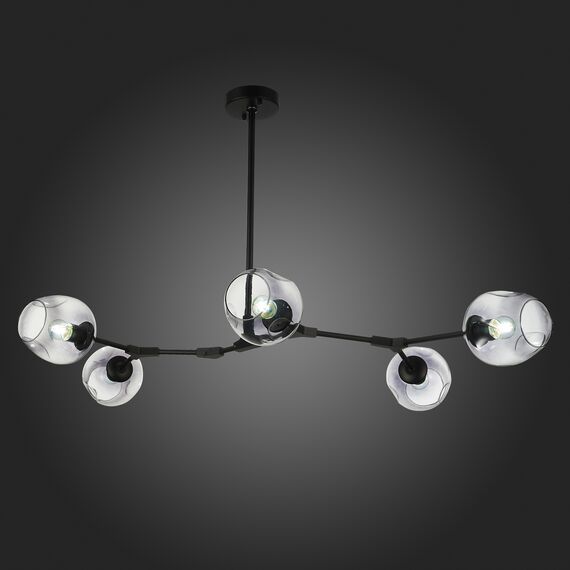 SLE154843-05 Светильник подвесной Черный/Дымчатый E27 5*40W RAMETTO, изображение 2