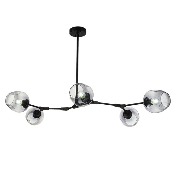 SLE154843-05 Светильник подвесной Черный/Дымчатый E27 5*40W RAMETTO, изображение 3