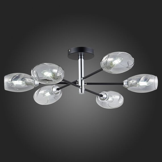 SLE155512-06 Светильник потолочный Черный, Хром/Дымчатый E14 6*40W GLOA, изображение 2