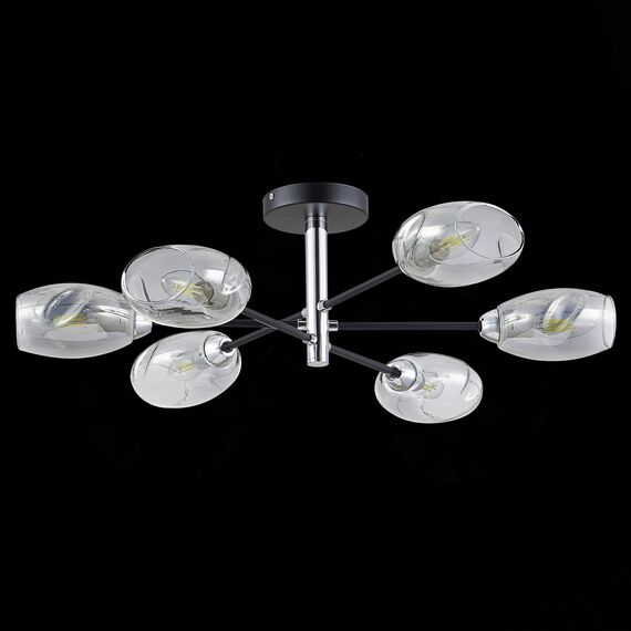 SLE155512-06 Светильник потолочный Черный, Хром/Дымчатый E14 6*40W GLOA, изображение 4