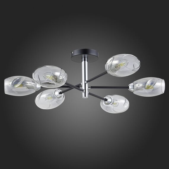 SLE155512-06 Светильник потолочный Черный, Хром/Дымчатый E14 6*40W GLOA, изображение 5