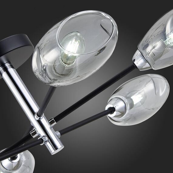 SLE155512-06 Светильник потолочный Черный, Хром/Дымчатый E14 6*40W GLOA, изображение 11