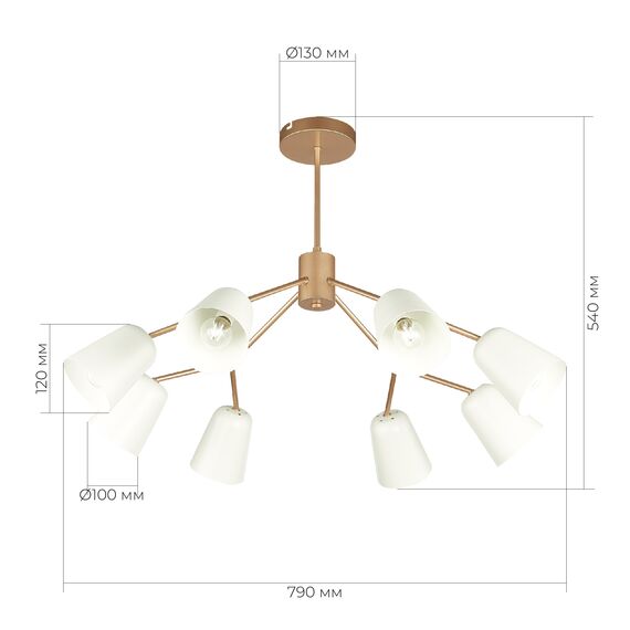 SLE155902-08 Светильник потолочный Золотистый/Белый E14 8*40W MARIO, изображение 19
