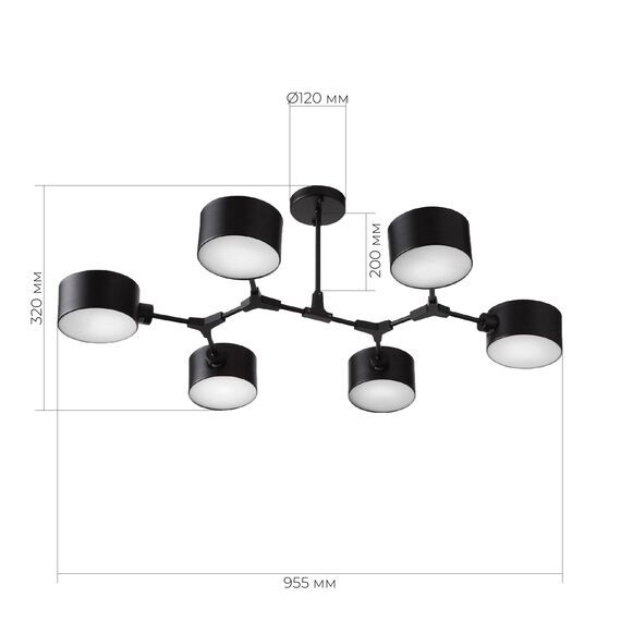 SLE183402-06 Светильник потолочный Черный/Черный E14 6*60W GIMENTO, изображение 9